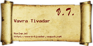 Vavra Tivadar névjegykártya